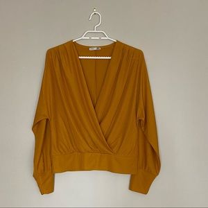 Dex Long Sleeve Mustard Yellow Draped Top